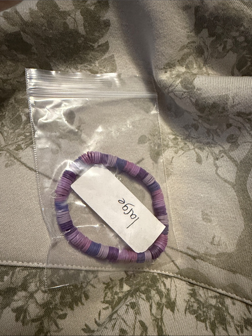 Purple Disc Bead Stretch Bracelet - Unbranded